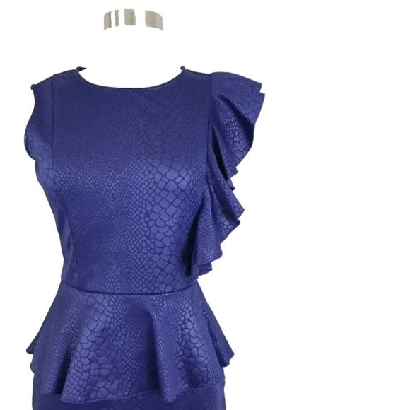 NWT Women Size Medium Samuel Dong Asymmetric Ruffle Snakeskin Print Sheath Dress - Picture 2 of 6